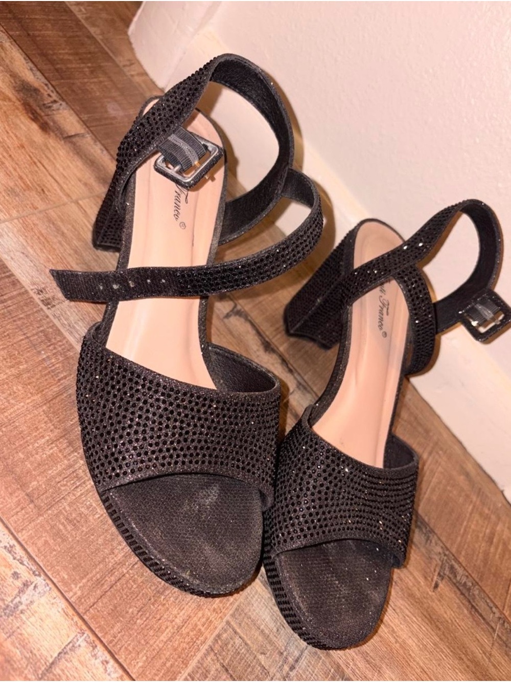 Black Rhinestone heels